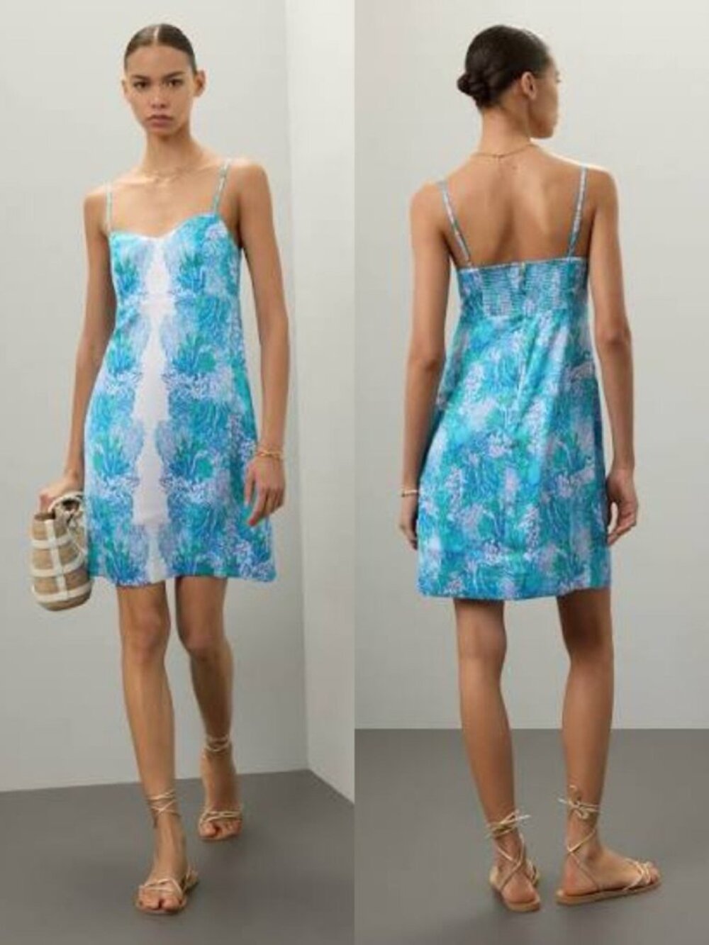 Lilly Pulitzer NWT Gillian Satin Slip Dress Las Olas Aqua Strong Curren Sea Sz 6